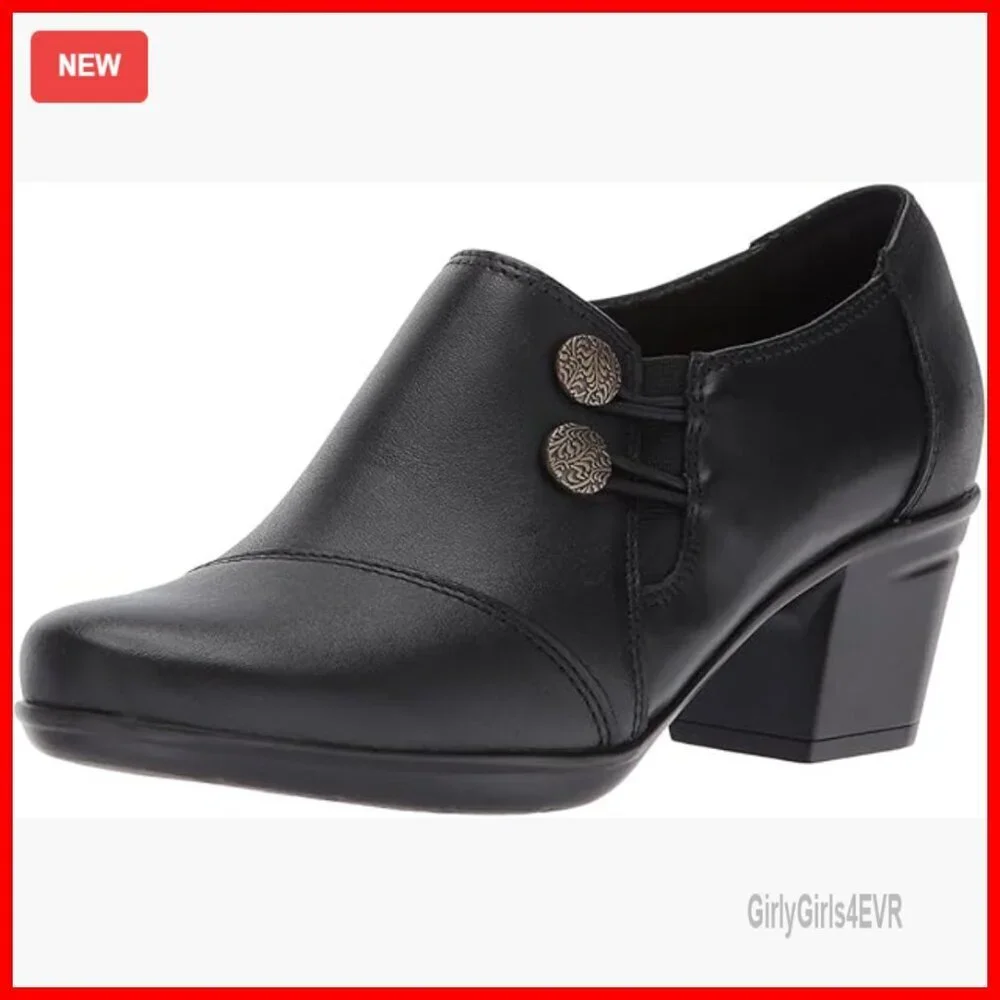 Leather Ankle Boots with Ortholite Footbed, Chunky Block Heel